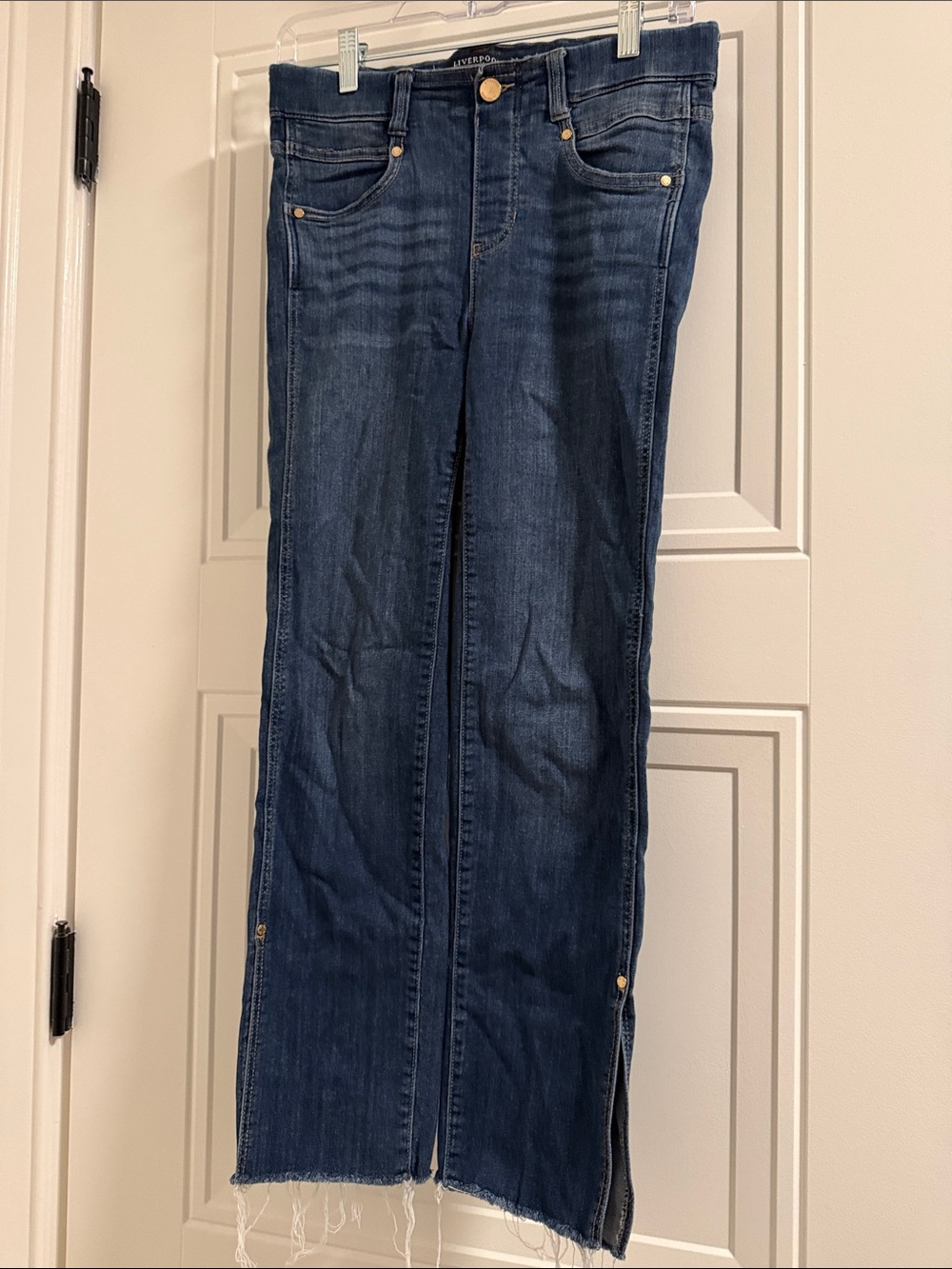 Liverpool Dark Blue Wide-Leg Jeans with Side Slits